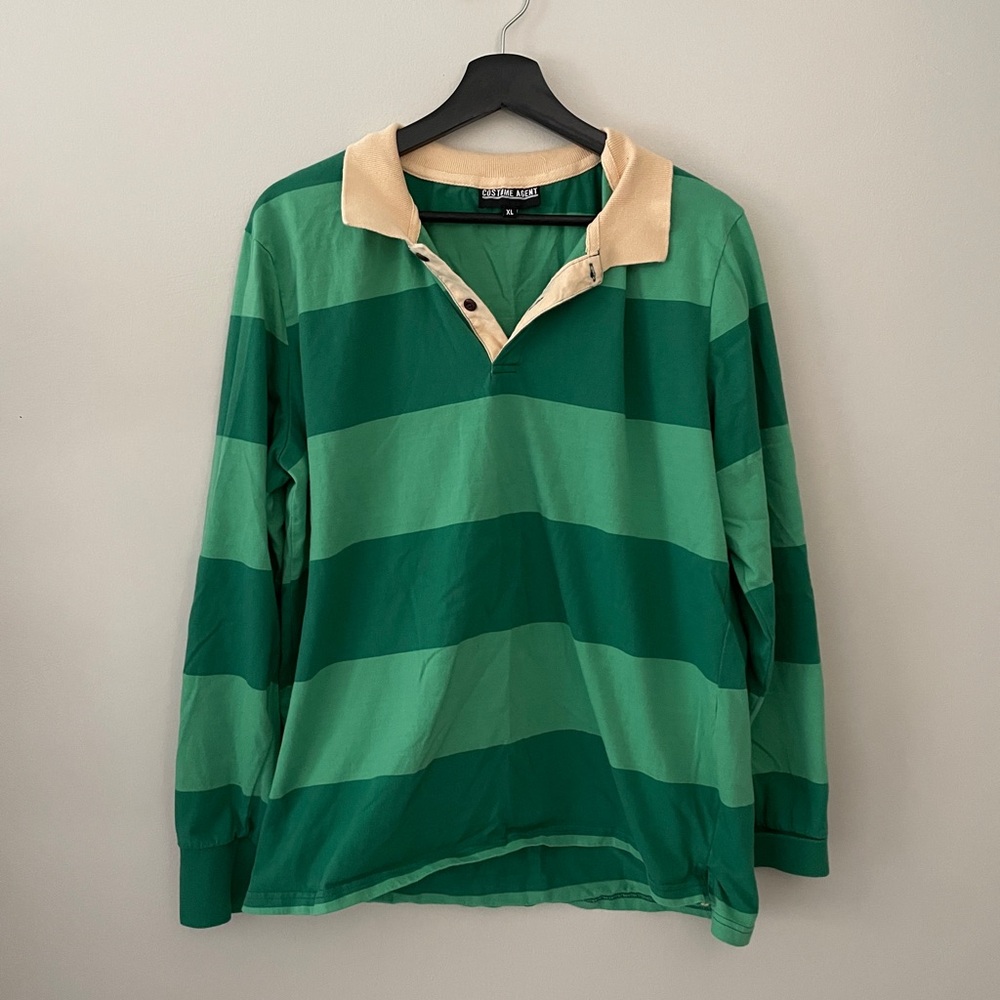 Costume Agent Blues Clues Steve Shirt Green Stripe Long Sleeve Rugby